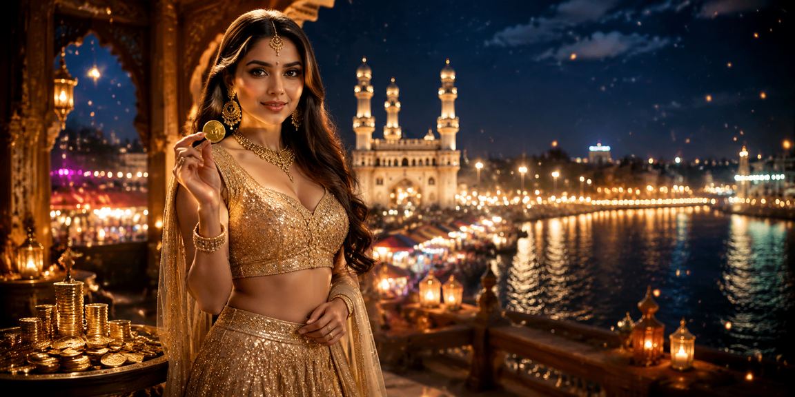 Hyderabad Charminar with casino themed entertainment mood