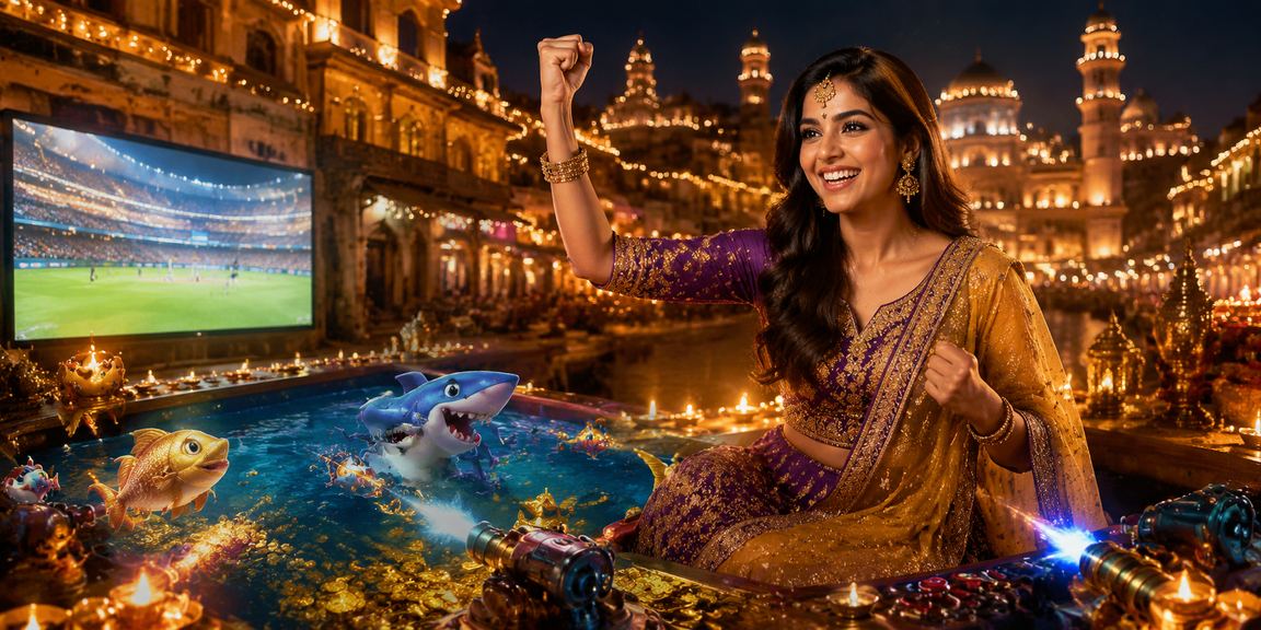 Lucknow old city with festival and calm fishing game scene